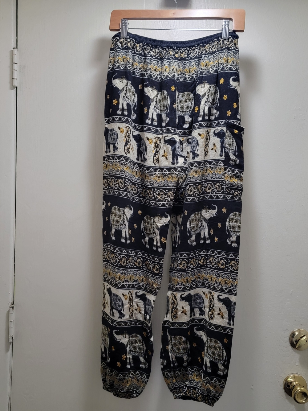 EARTHBOUND Navy, White & Gold Elephant Pattern Lounge Pants - Picture 4 of 5